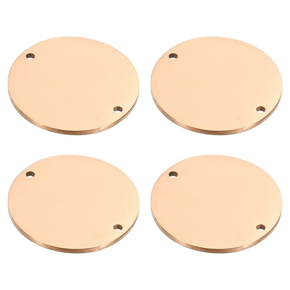 26mm Steel Disc, 4Pcs Metal Stamping Blanks Tags Circle Round Metal Plate Strike Stainless Steel for Laser Engraving Stamping Craft Name, Rose Gold