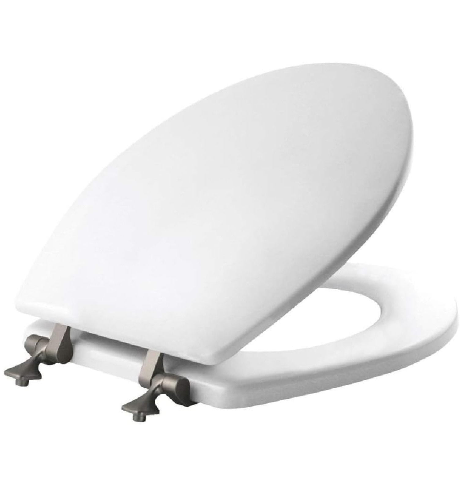 White Molded Wood Round Toilet Seat with Slow Close Lid