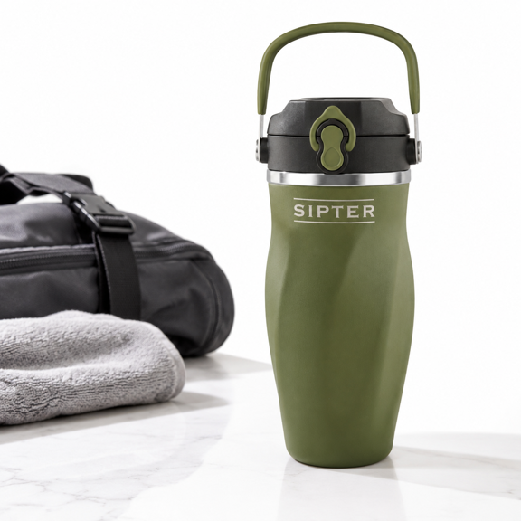 26oz Double Wall Stainless Steel Shaker Bottle for Protein Mixes, Smoothies, Water (Iron Sage)