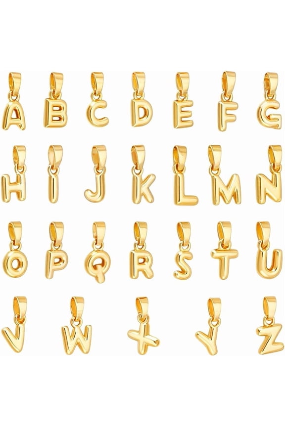 26pcs 18K Gold Plated Letter Charms Name Pendant Letter Pendant Charm Gold Initial Charms