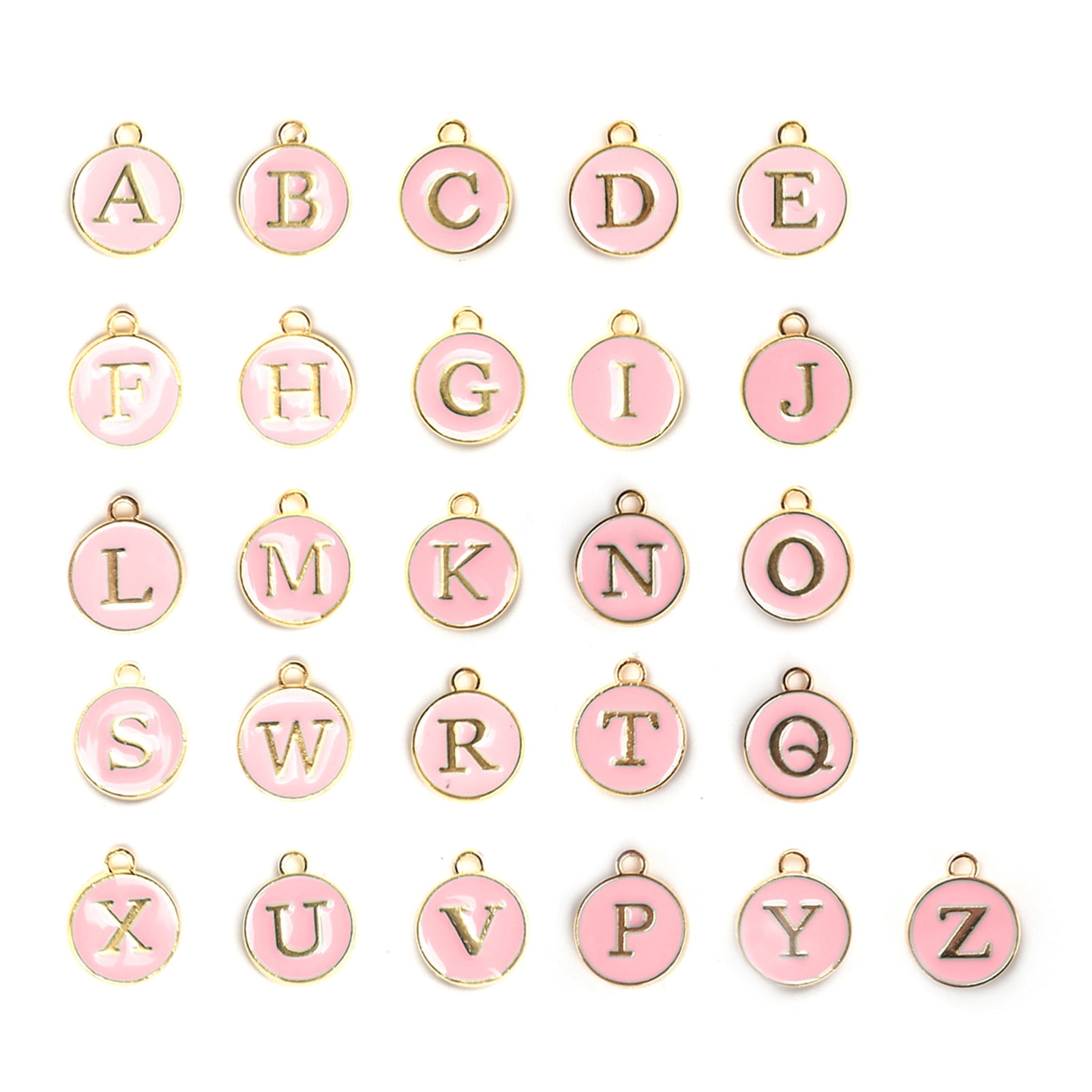26pcs / Bag DIY English Letter Pendant Metal Round Pendant for Jewelry