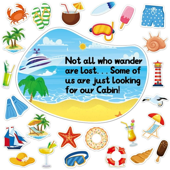 Large Cruise Door Magnets 26pcs Set, Today's Forecast Cruising with Anchor Decor for Cabin Car Fridge, Humorous Ship Sayings, Multicolor