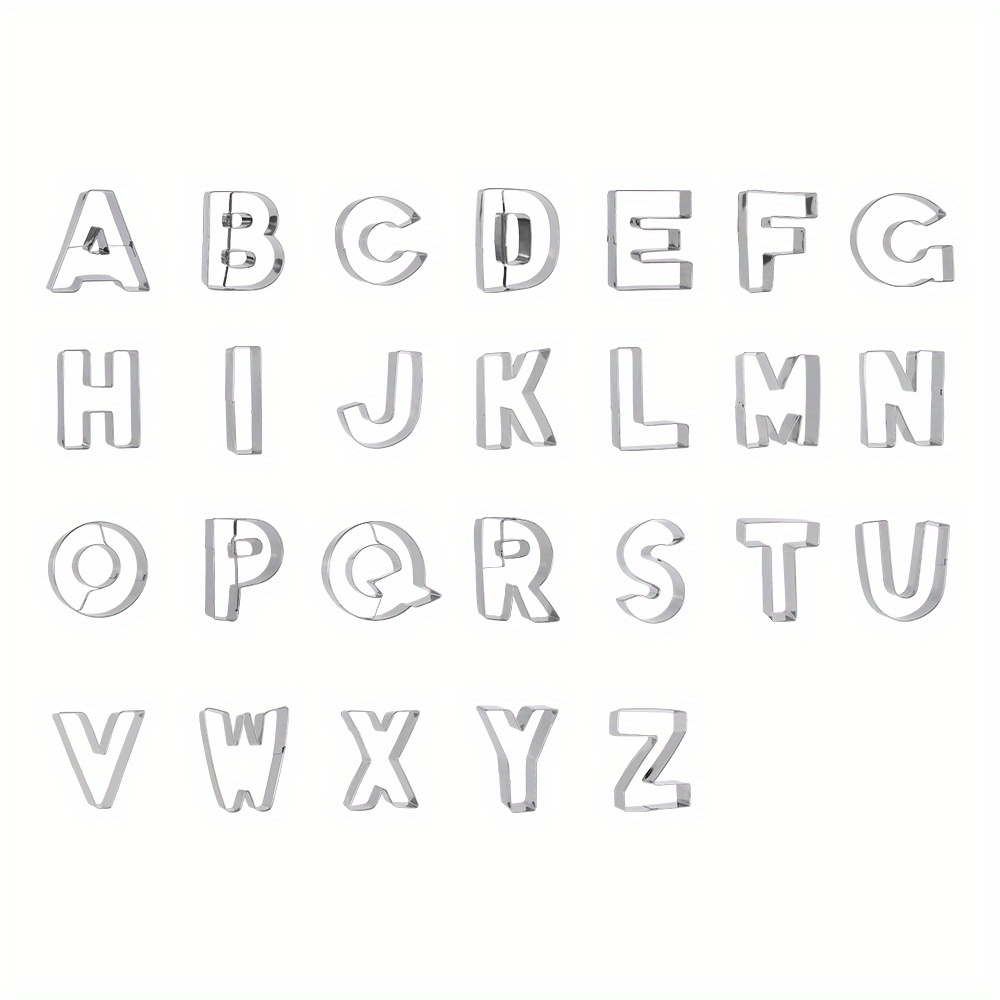 26pcs, Large Alphabet Cookie Cutters, Stainless Steel Candy Mold, English Letters Biscuit Molds