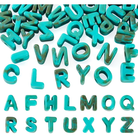 26pcs Large Letter Beads, Chunky Letter Beads, Acrylic Colorful 3D Bubble Big Alphabet Bead with Large Holefor Paracord Bag Keychains Charms