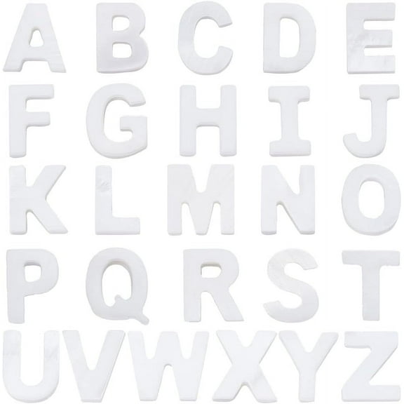 26pcs Letter Shell Beads Alphabet Letter Beads with 0.7mm Hole Natural Freshwater Pearl Shell Beads A-Z Letter Initial Beads