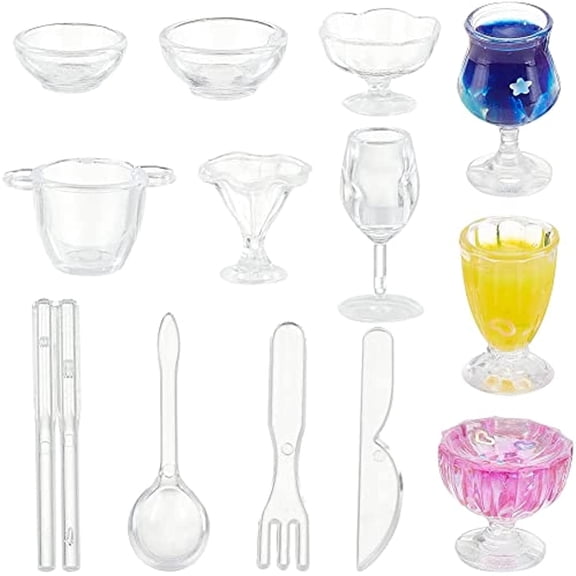 26pcs Mini Cups Keychain Kit Miniature Simulation Plastic Resin Cup Dollhouse Miniature Tableware Pendant Charm for DIY Keychain Decors Earring Jewelry Making Simulation Craft
