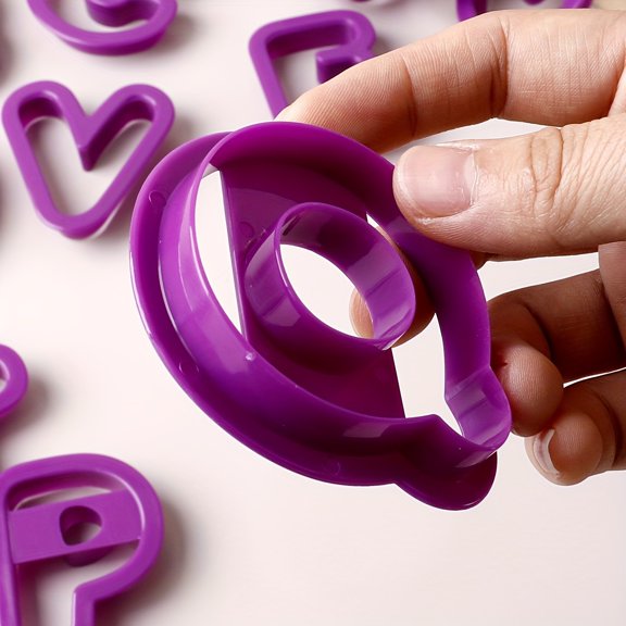 26pcs Purple Letter Cookie Cutter, PP Plastic 26 English Letter Cutting Mold, Toffee Printing Mold, Cookie Press Mold Cake Decorating Cutting Mold