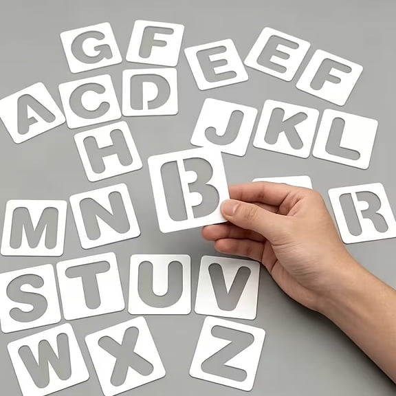 26pcs Reusable Alphabet Craft Stencils - 3-Inch Plastic Letter Templates for DIY Crafts, Home Decor, and Educational Activities