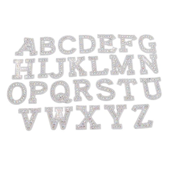 26pcs RhinestoneA- Alphabet Patches Sewing Letter Applique Clothing Sticker for DIY Shirts Shoes Bags - Rhinestone