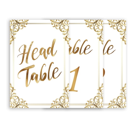 26pcs Table Numbers 5.9x3.9 Inch Gold Foil Table Number Cards 1-25 with Head Table Gift Table Numbers Floral Table CardsDIY