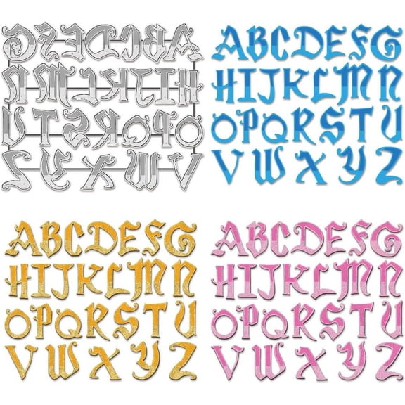 26pcs Vintage Gradient Alphabet Cutting Dies 26 Capital Letters Embossing Stencil Template