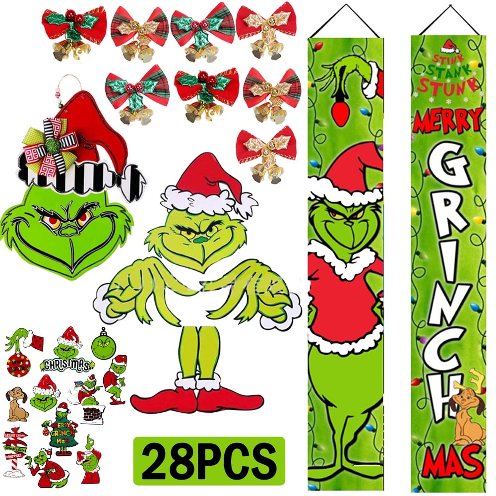 20pcs Grinch Christmas Door Corner Decorations, Hanging Signs Door Sign for  Home Merry Christmas,Grinch Hanging Banner,Grinch Christmas Bathroom Set 