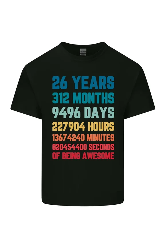 26th Birthday 26 Year Old Retro Vintage Style Cotton Tee Shirt,for unisex up to 5XL