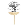 thumbnail image 1 of 26th Birthday / Anniversary Novelty Burlap Cupcake Decoration Picks -12pack, 1 of 1