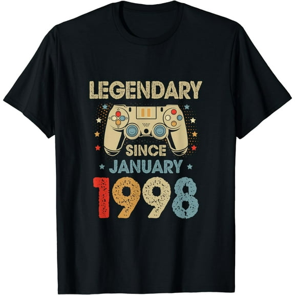 26th Birthday Boy Men Funny Gamer Legendary January 1998 T-Shirt