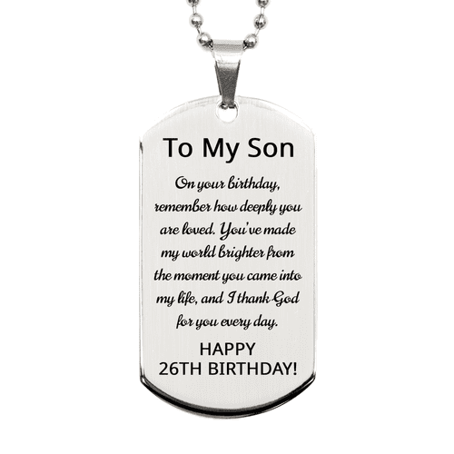 26th Birthday Gift for Son - 26th Birthday Dog Tag Necklace for Son Stainless Steel