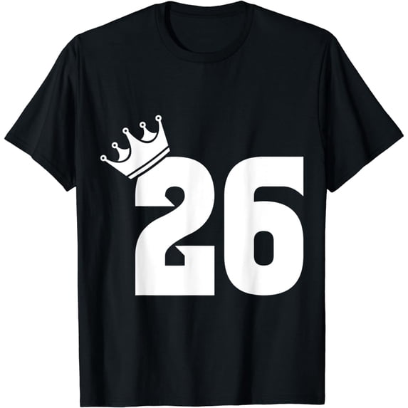 26th Birthday Women Men Vintage Number 26 With Crown T-Shirt