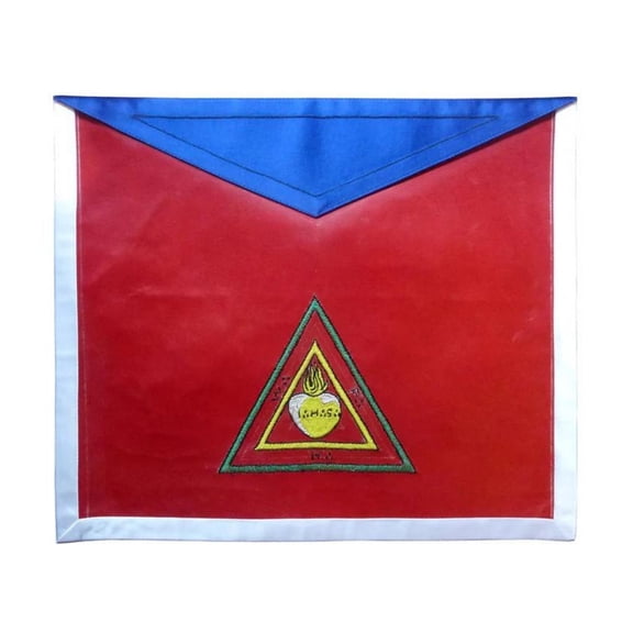 26th Degree Scottish Rite Apron - Red & Blue with White Borders, Adjustable Belt, Gold Plated Snake Fitting, Moire Ribbon, Lambskin or Satin
