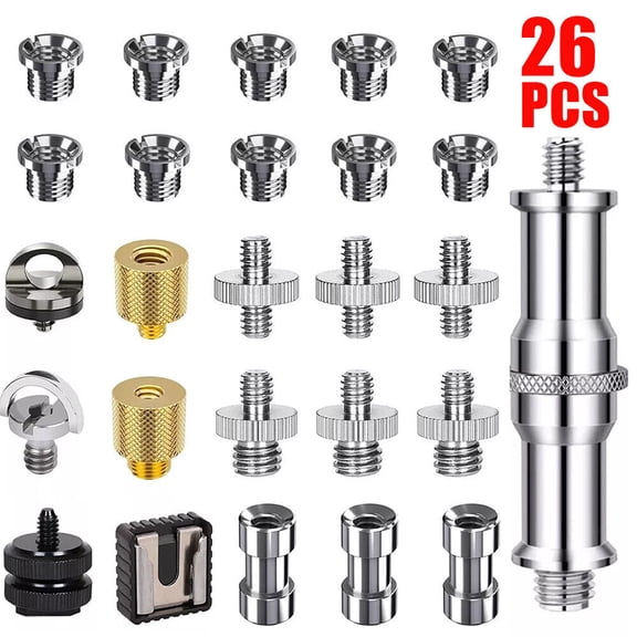 26x 1/4" To 3/8" Camera Screw Threaded Tripod Adapter Converter Connector Supply