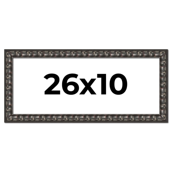 26x10 Frame Black-Brown Medieval Solid Wood Picture Frame | 1.5 Inch Moulding Width | Gotham