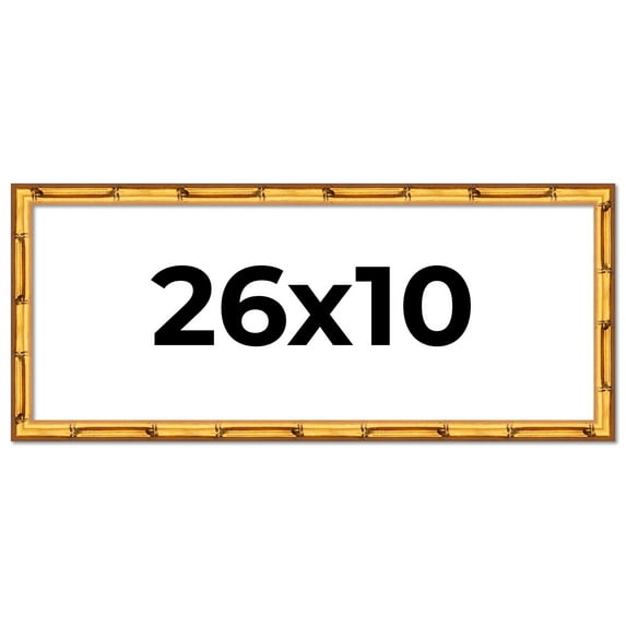 26x10 Frame Gold Bamboo Solid Wood Picture Frame | 1 Inch Moulding Width | Interior Frame Depth