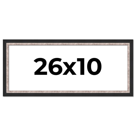 26x10 Frame Silver Real Wood Picture Frame Width 1.25 Inches | Interior Frame Depth 0.75 Inches |