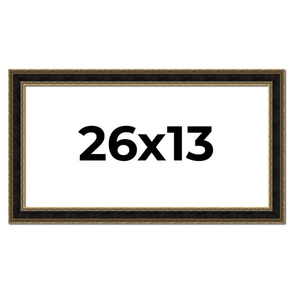 26x13 Frame Gold Antique Vintage Sold Wood Picture Frame | 1.75 Inch Moulding Width | Interior