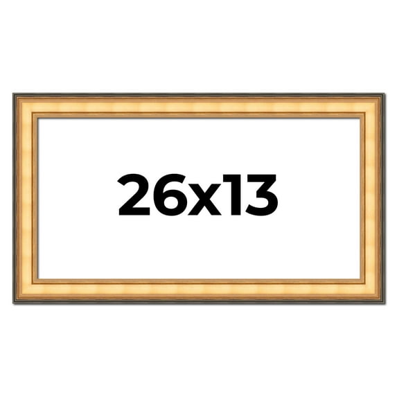 26x13 Frame Gold Plein Aire Solid Wood Picture Frame Width 2 Inches | Interior Frame Depth 0.5
