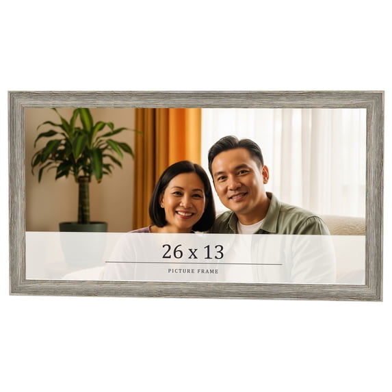 26x13 Frame Grey Solid Wood Picture Frame Width 1 Inches | Interior Frame Depth 0.5 Inches |