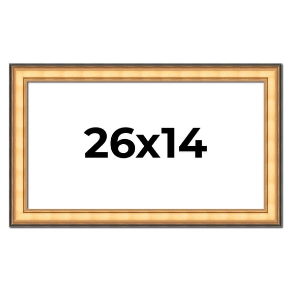 26x14 Frame Gold Plein Aire Solid Wood Picture Frame Width 2 Inches | Interior Frame Depth 0.5