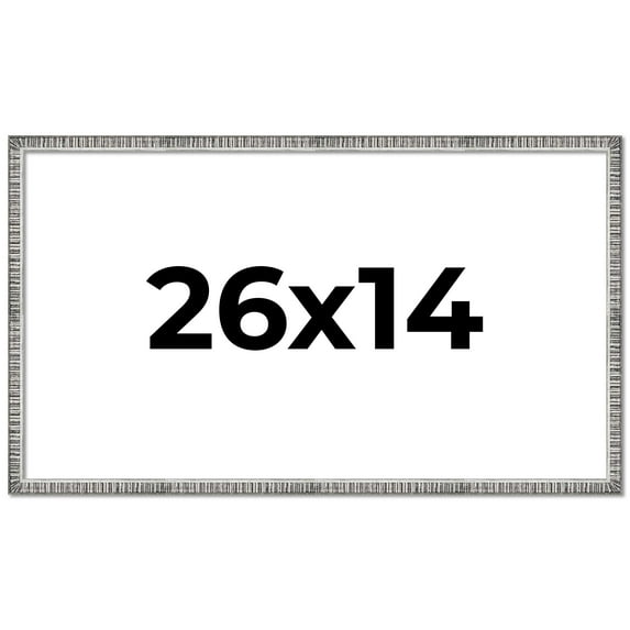 26x14 Frame Silver Grey Distressed Solid Wood Picture Frame | 0.75 Inch Moulding Width | Interior