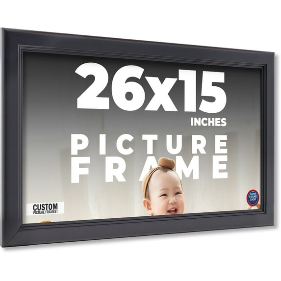 26x15 Frame Black Passaggi Solid Wood Picture Frame Width 1.5 Inches | Interior Depth 0.5 Inches |