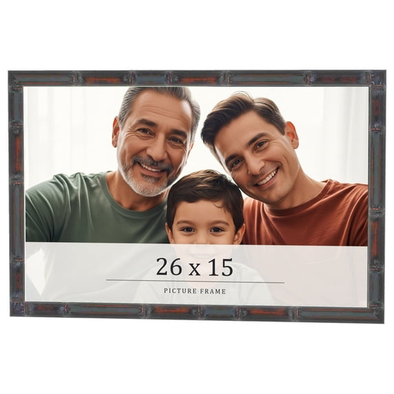 26x15 Frame Brown Bamboo with Dark Coffee/Walnut Finish | Solid Wood Picture Frame Width 0.75