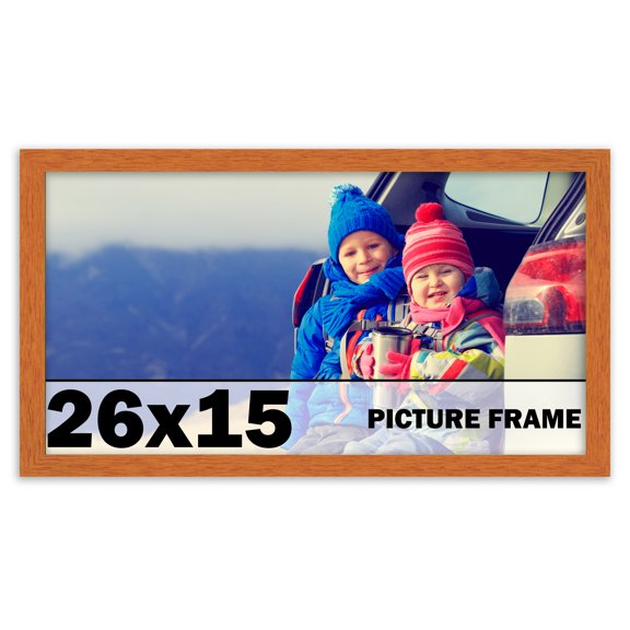 26x15 Frame Honey Pecan Brown Picture Frame - Modern Photo Frame Includes UV Acrylic Shatter Guard