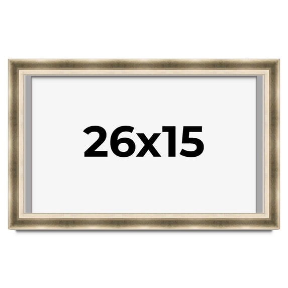 26x15 Shadow Box Frame Silver | 1.75 inches Deep Real Wood Traditional Shadowbox Display Frame | UV