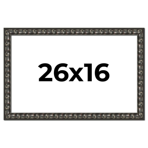 26x16 Frame Black-Brown Medieval Solid Wood Picture Frame | 1.5 Inch Moulding Width | Gotham
