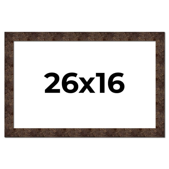 26x16 Frame Brown Burl Real Wood Picture Frame Width 1.625 Inches | Interior Frame Depth 0.5 Inches
