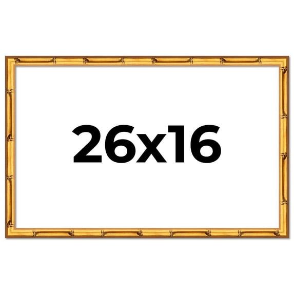 26x16 Frame Gold Bamboo Picture Frame - Complete Modern Photo Frame Includes UV Acrylic Shatter