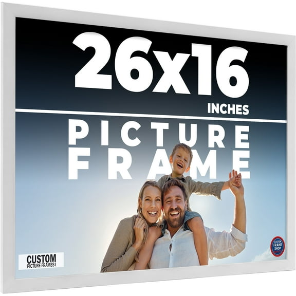 26x16 Frame White Real Wood Picture Frame Width 0.75 inches | Interior Frame Depth 0.5 inches |