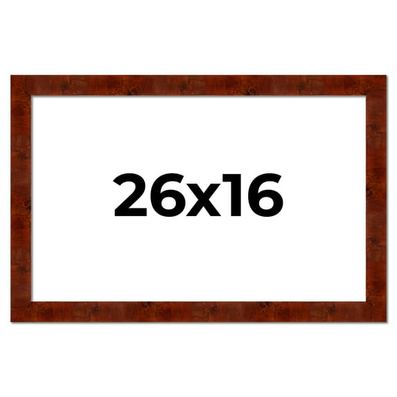 26x16 Walnut Brown Veneer Real Wood Picture Frame Width 1.75 inches | Interior Frame Depth 0.5
