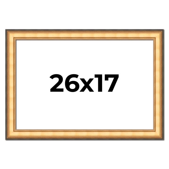 26x17 Frame Gold Plein Aire Solid Wood Picture Frame Width 2 Inches | Interior Frame Depth 0.5