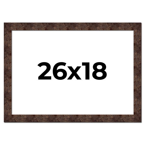 26x18 Frame Brown Burl Real Wood Picture Frame Width 1.625 Inches | Interior Frame Depth 0.5 Inches