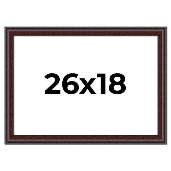 26x18 Frame Brown Round Mahogany Solid Wood Picture Frame | 1.625 Inch Moulding Width | with UV