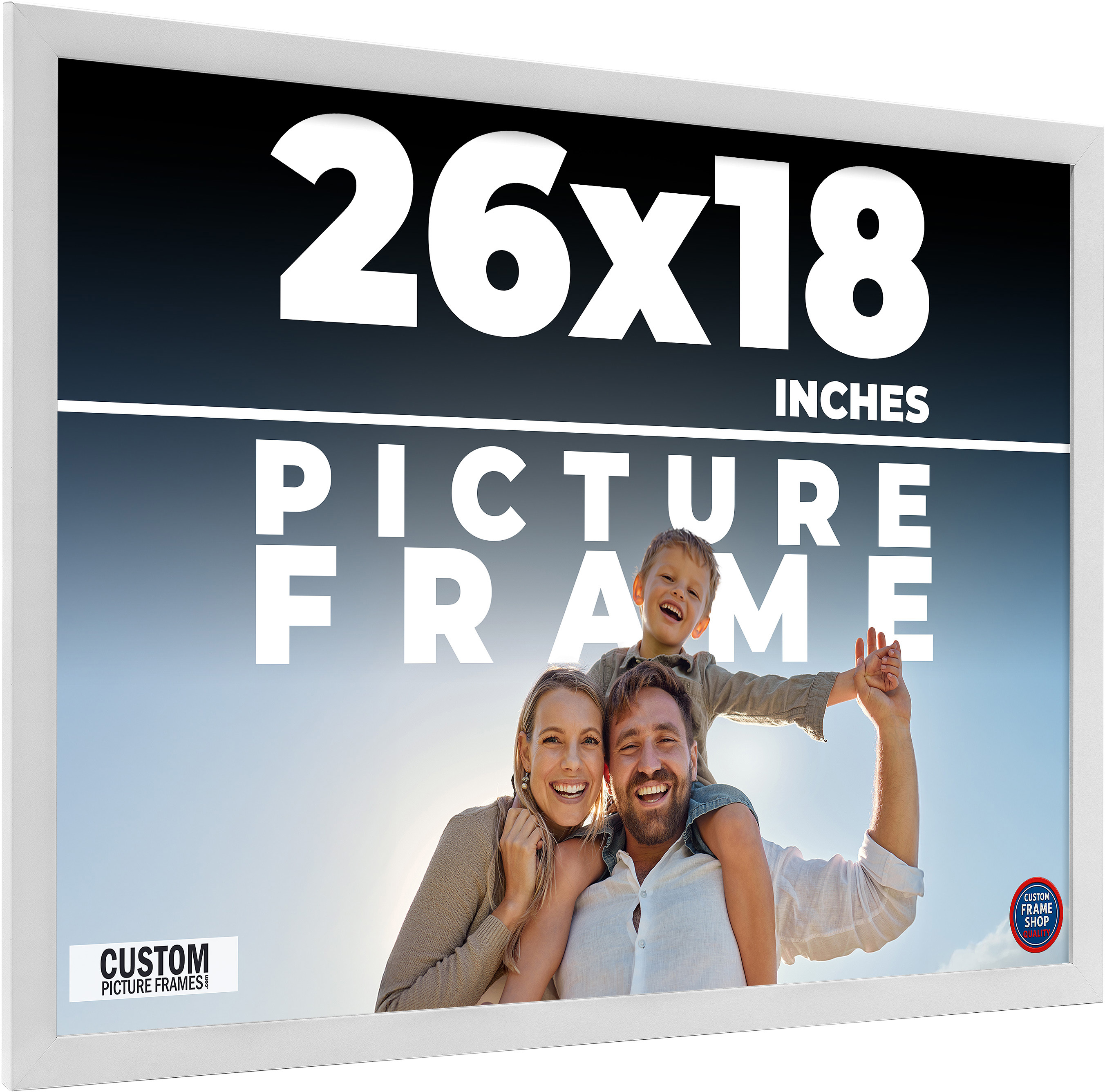 26x18 Frame White Solid Wood Picture Frame Includes UV Acrylic Shatter ...