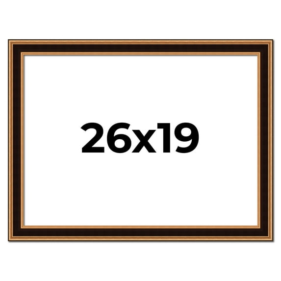 26x19 Frame Gold Brown Plein Air Vintage Solid Wood Picture Frame | 1.75 Inches Moulding Width |