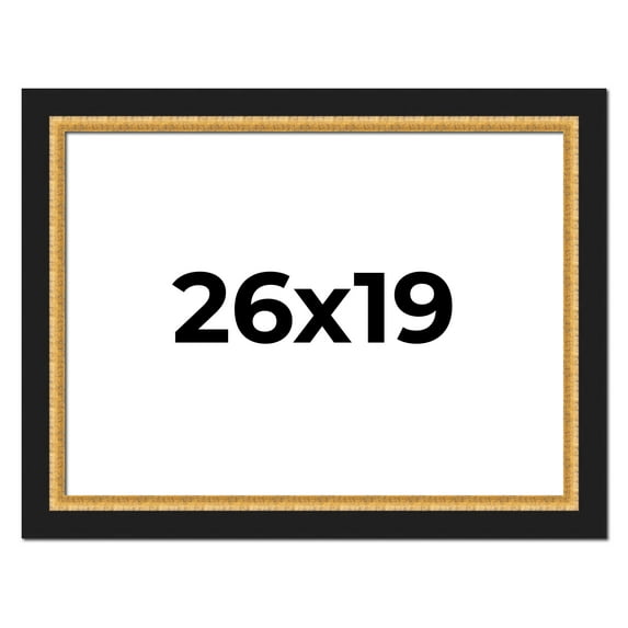 26x19 Frame Gold Real Wood Picture Frame Width 2.25 Inches | Interior Frame Depth 0.5 Inches |
