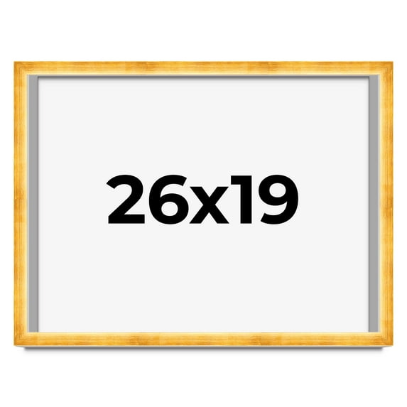 26x19 Shadow Box Frame Gold | 1.625 Inches Deep Real Wood Traditional Shadowbox Display Frame | UV