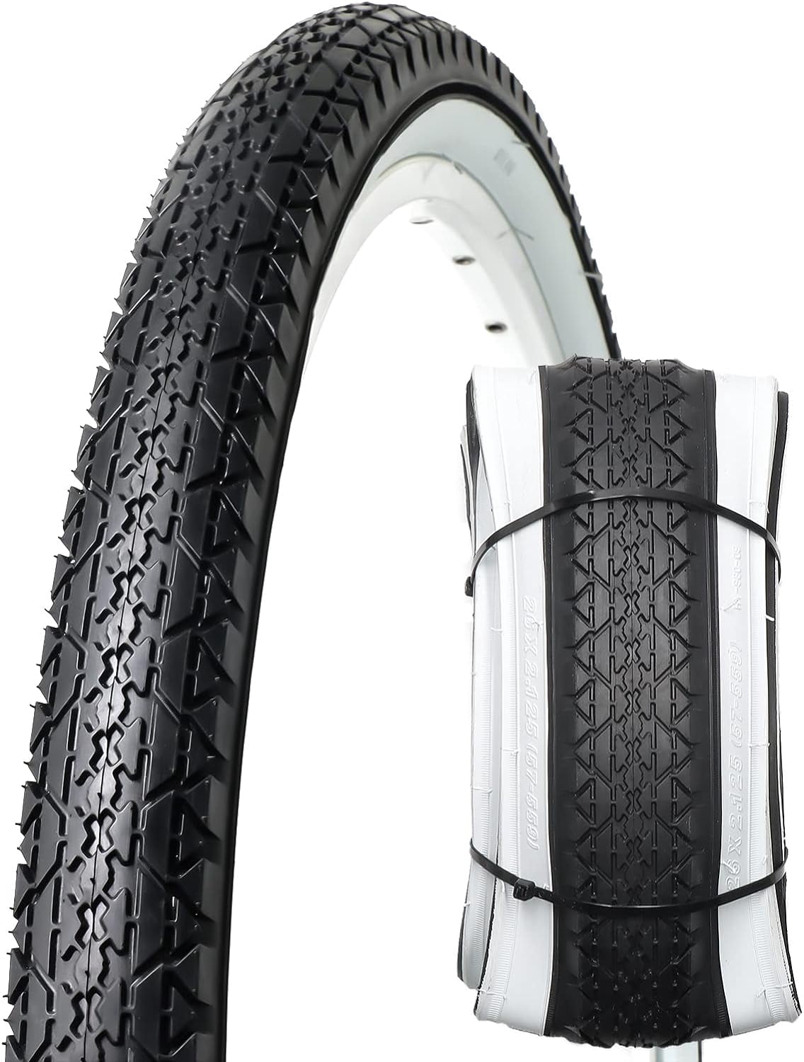 2-Pack 26x2.125 Beach Cruiser Tires & Tubes Set With Levers & Rim Strips - Puncture Resistant