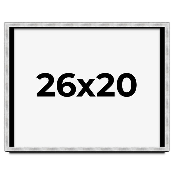 26x20 Frame Brushed Silver Solid Wood Picture Frame | 0.75 Inch Moulding Width | Rabbet Depth 0.75