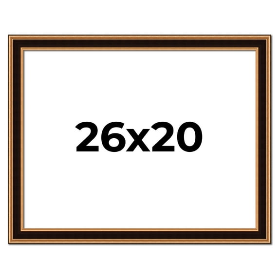 26x20 Frame Gold Brown Plein Air Vintage Solid Wood Picture Frame | 1.75 Inches Moulding Width |